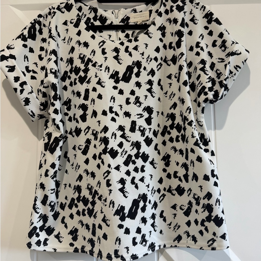 MELLODAY Monochrome Abstract Print Tee